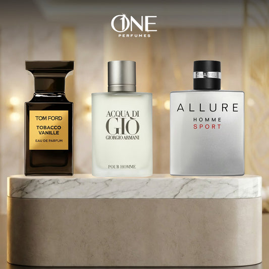 توباكو فانليا 100مل + اكوا دي جو 100 مل + الورا هوم سبورت 100 مل